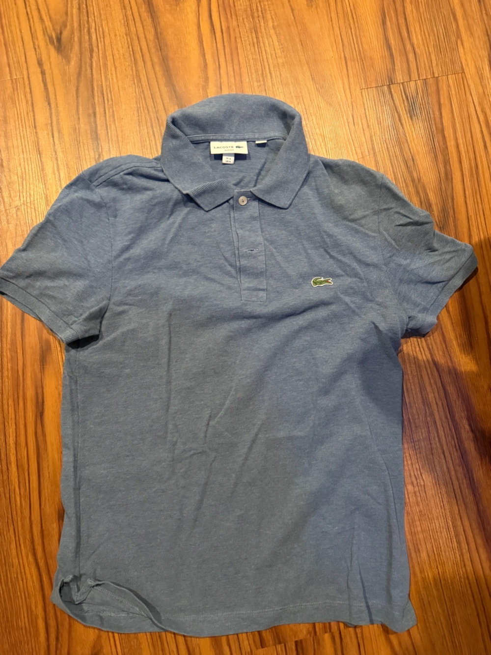 Lacoste Men's Heathered Slate Blue Polo with Croc Logo